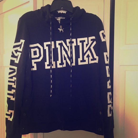 PINK Victoria's Secret Tops - Long sleeve PINK zip hoodie with button sides.
